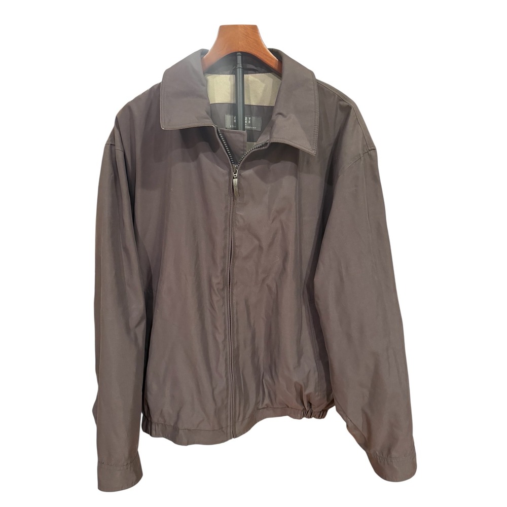 Crazy Horse Claiborne Mens Full Zip Bomber Jacket Brown Taupe Windbreaker Large